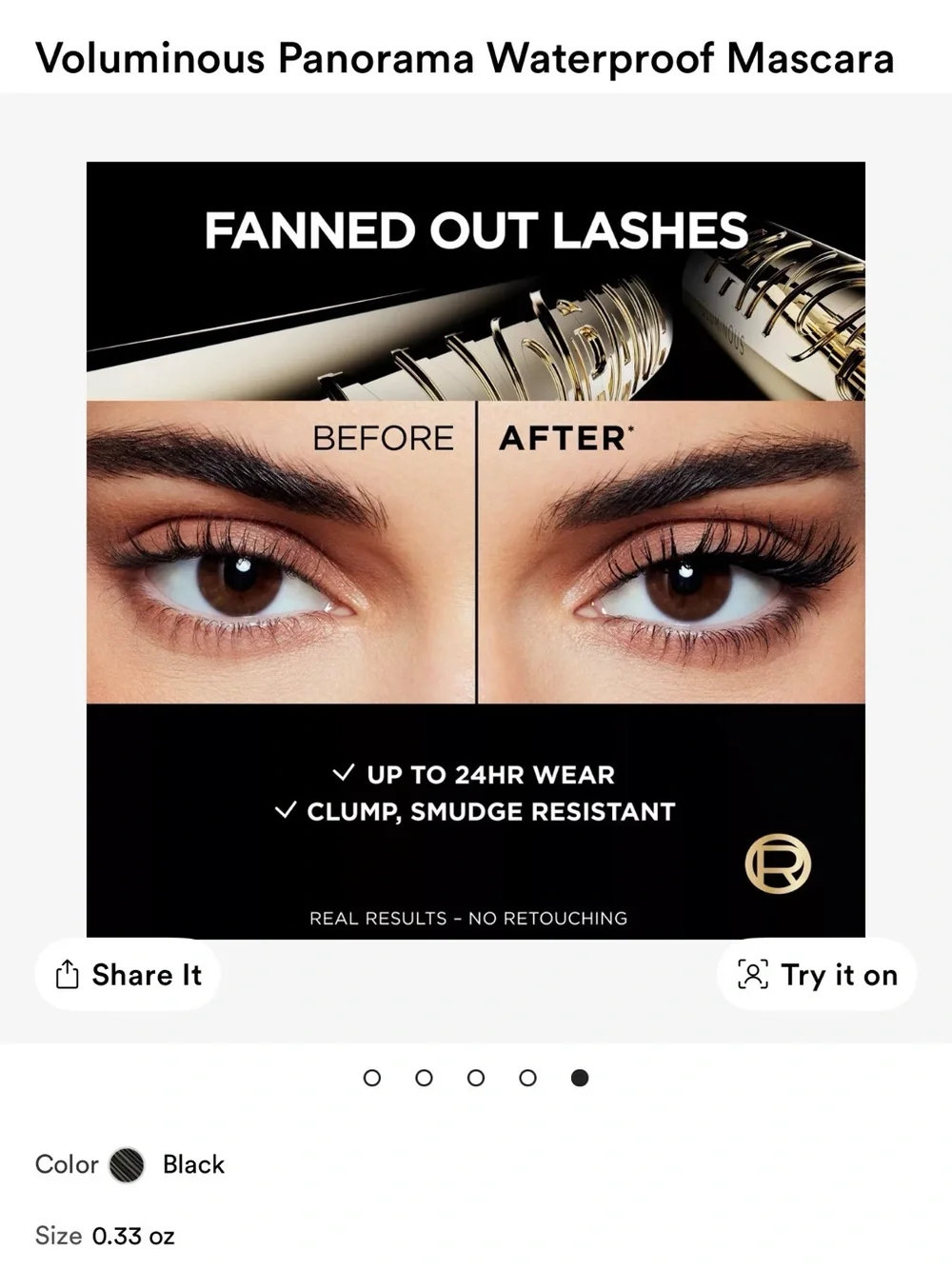L'Oreal Voluminous Panorama Mascara 703 Black in Gold Tube (Set of 2)